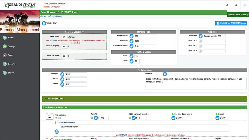 Grande Central Market Survey Tools